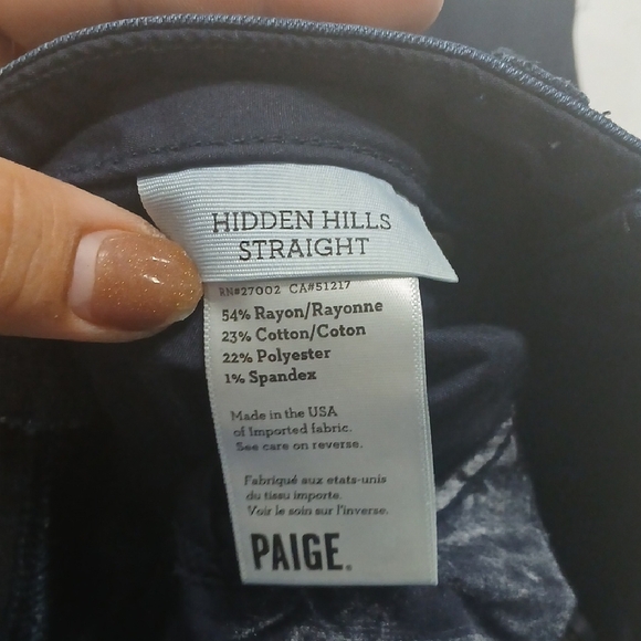 Womens Blue Denim Jeans By Paige, Sz 27, Straight Cut , Long Leg, Stretch - Picture 7 of 15